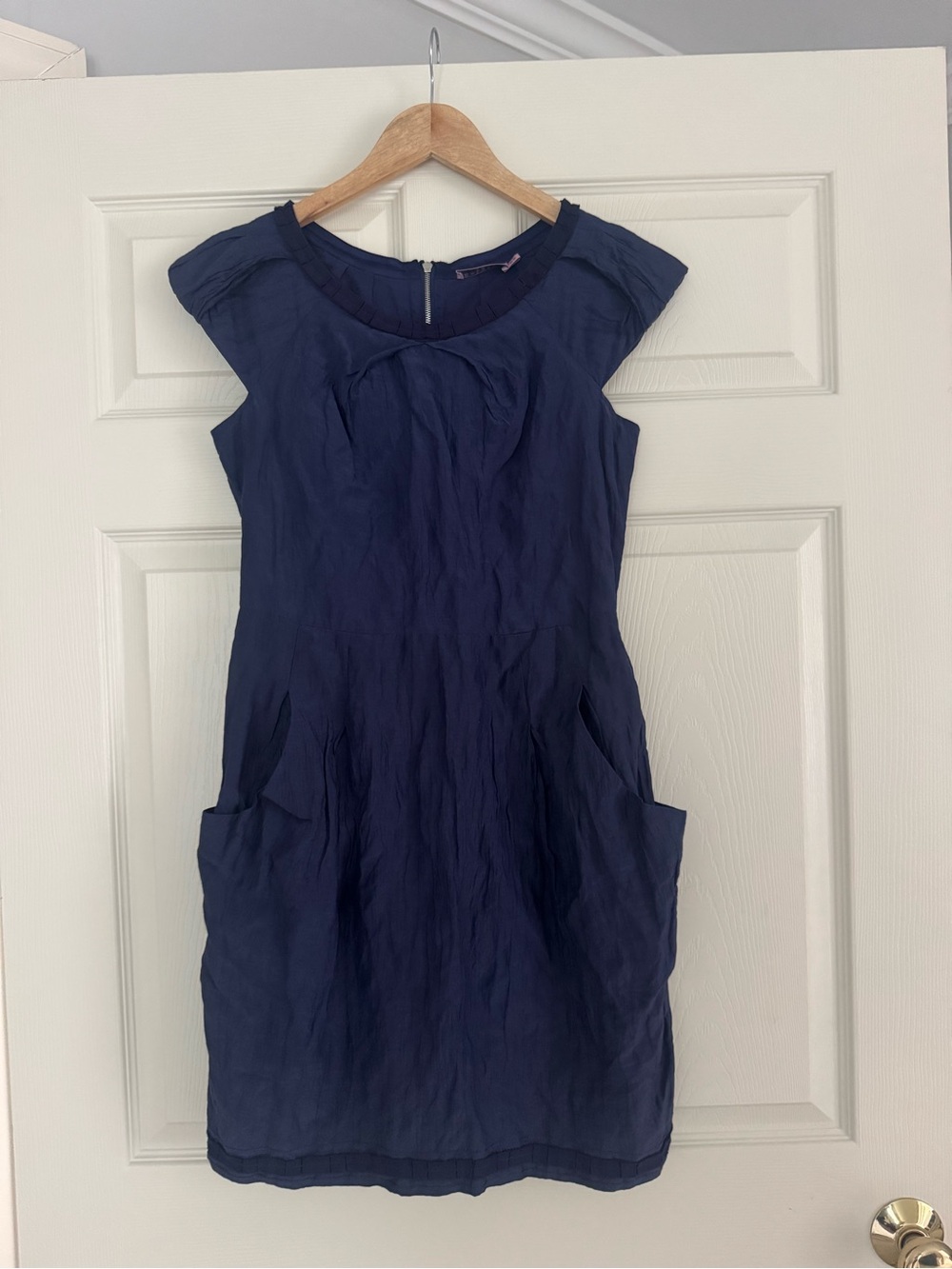 Calypso St. Barth Cap Sleeve Shift Dress w/ Pockets Navy XS